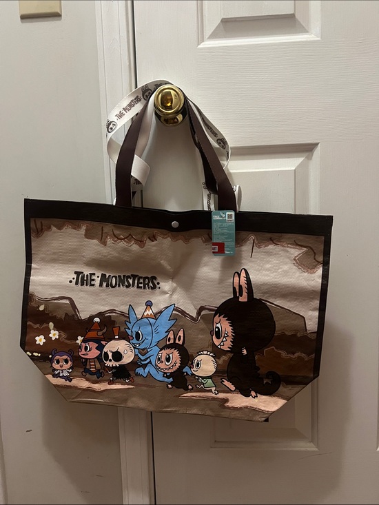 POP MART Handbags - Canvas Character Tote Bag in Brown & Cream